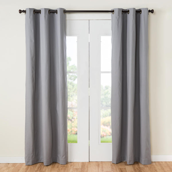 Plow & Hearth 54"L Thermalogic Energy Efficient Insulated Grommet-Top Solid Curtain Pair