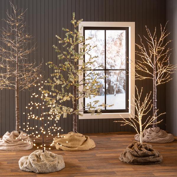 Plow & Hearth 6'H Indoor/Outdoor Gold Metallic Tree With 240 Warm White Lights
