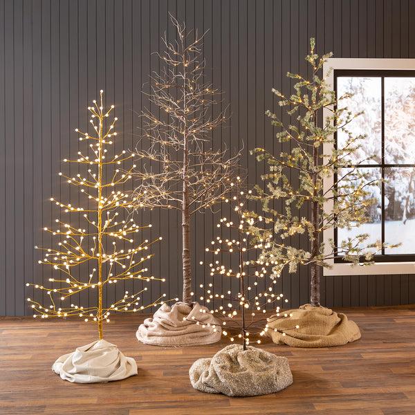 Plow & Hearth 6'H Indoor/Outdoor Gold Metallic Tree With 240 Warm White Lights