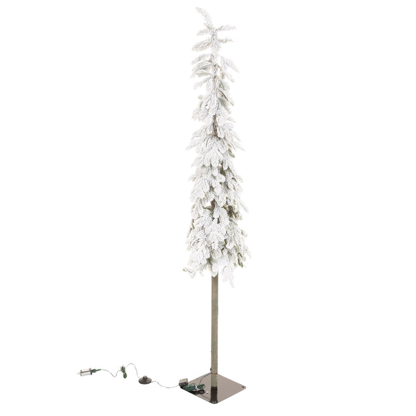 Plow & Hearth 6' Monte Rosa Flocked Alpine Fir Christmas Tree With 150 Warm White LEDs