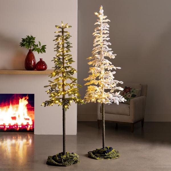 Plow & Hearth 7' Monte Rosa Flocked Alpine Fir Christmas Tree With 200 Warm White LEDs