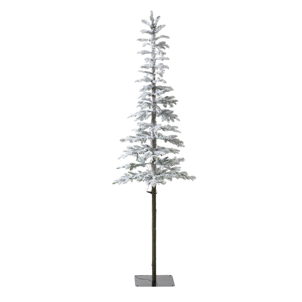 Plow & Hearth 7' Monte Rosa Flocked Alpine Fir Christmas Tree With 200 Warm White LEDs