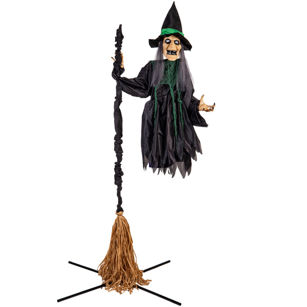 Plow & Hearth 72" Flying Witch Halloween Garden Stake With Light And Sound