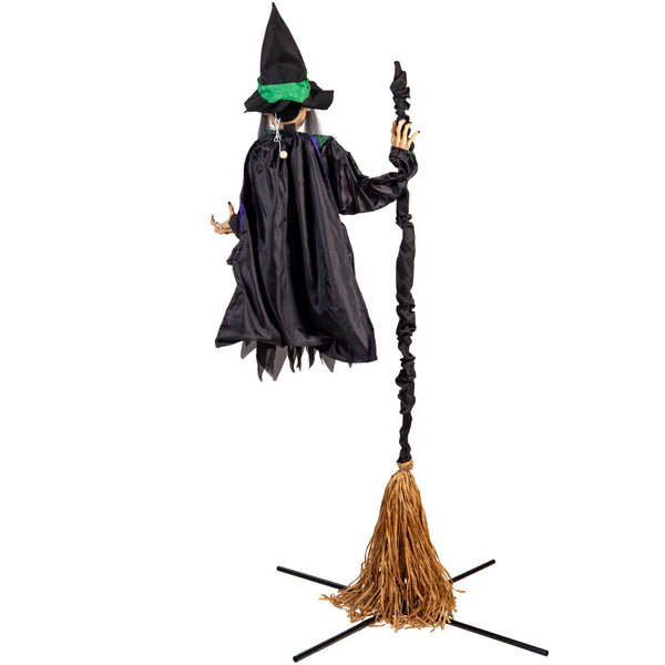 Plow & Hearth 72" Flying Witch Halloween Garden Stake With Light And Sound