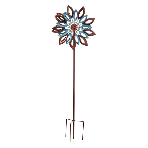 Plow & Hearth 75"H Wind Spinner Copper And Verdigris Leaves