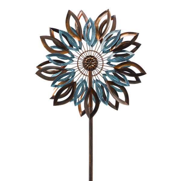 Plow & Hearth 75"H Wind Spinner Copper And Verdigris Leaves