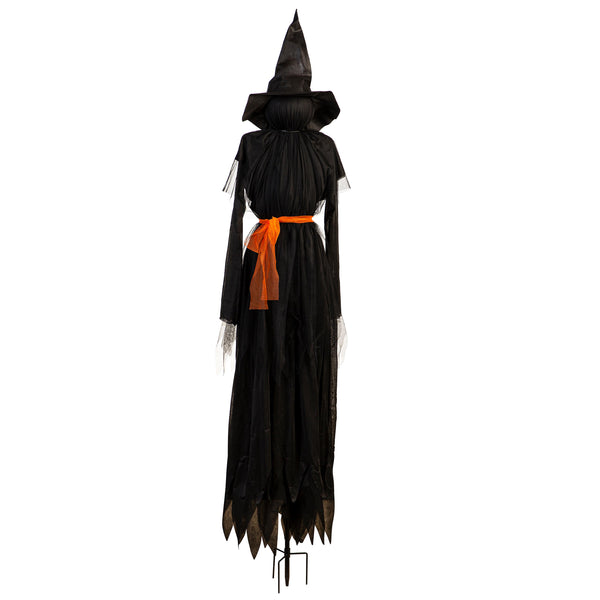Plow & Hearth 76" Witch Lighted Fabric Garden Stake With Orange Bow