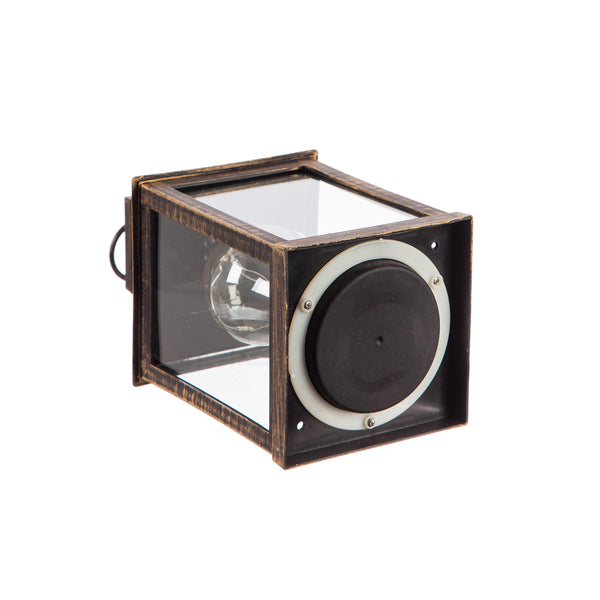 Plow & Hearth 8.5"H Battery Operated Twinkling Light Bulb Lantern Black With Brushed Gold Set Of 2