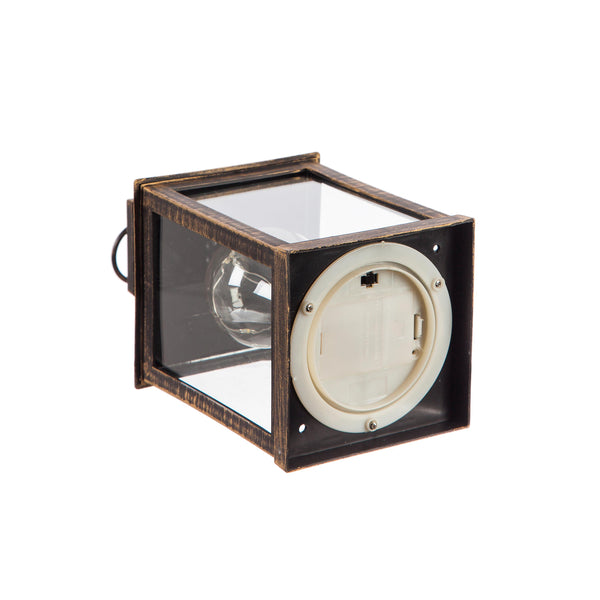 Plow & Hearth 8.5"H Battery Operated Twinkling Light Bulb Lantern Black With Brushed Gold Set Of 2