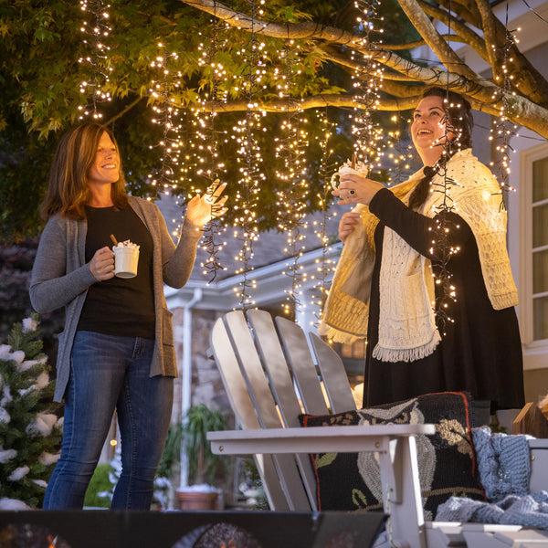 Plow & Hearth 95" Outdoor LED Cascade Lights With Warm White Lights