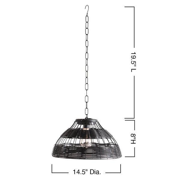 Plow & Hearth All-Weather Wicker Solar Pendant Lamp Small Black