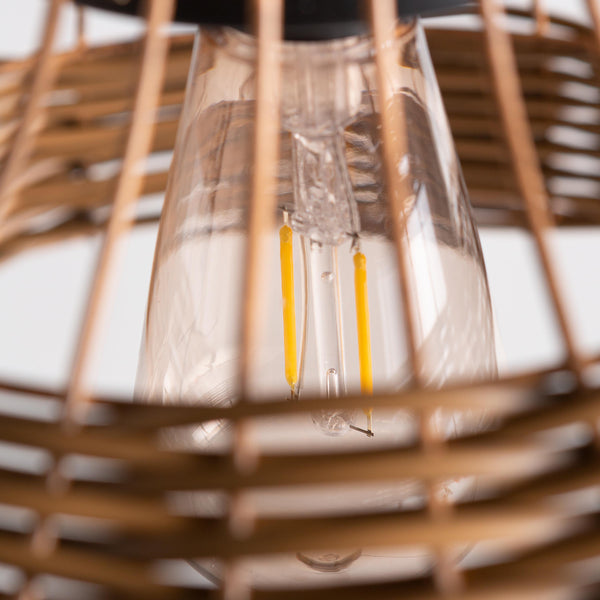 Plow & Hearth All-Weather Wicker Solar Pendant Lamp Small Natural