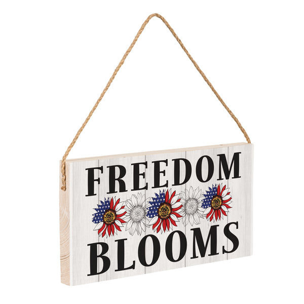 Plow & Hearth American Classic Garden Decor Hanging Sign Freedom Blooms 11" L X 6" H