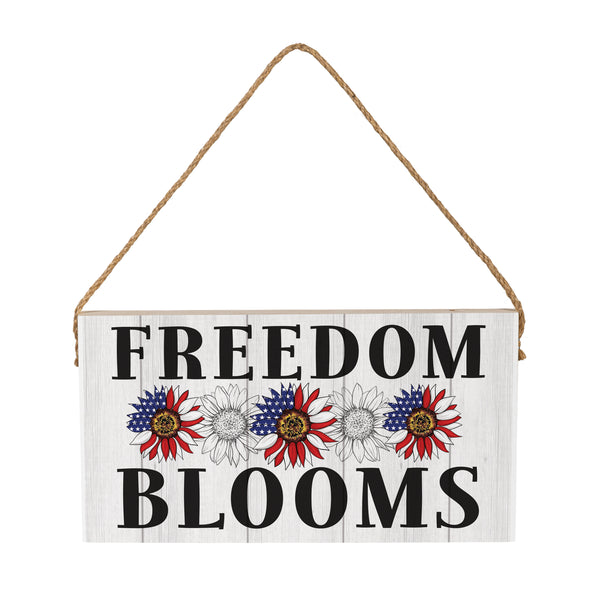 Plow & Hearth American Classic Garden Decor Hanging Sign Freedom Blooms 11" L X 6" H