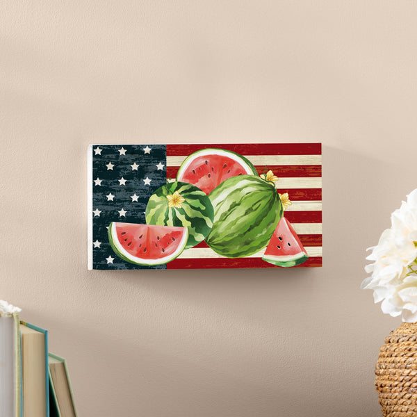 Plow & Hearth American Classic Garden Decor Hanging Sign Watermelon 11" L X 6" H