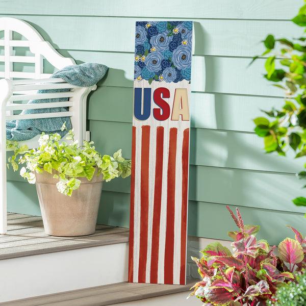 Plow & Hearth American Classic Garden Decor Porch Leaner Floral USA 10.75" L X 46" H