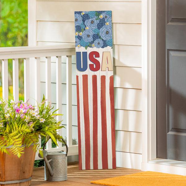 plow & hearth American Classic Garden Decor Porch Leaner Floral USA 10.75" L x 46" H