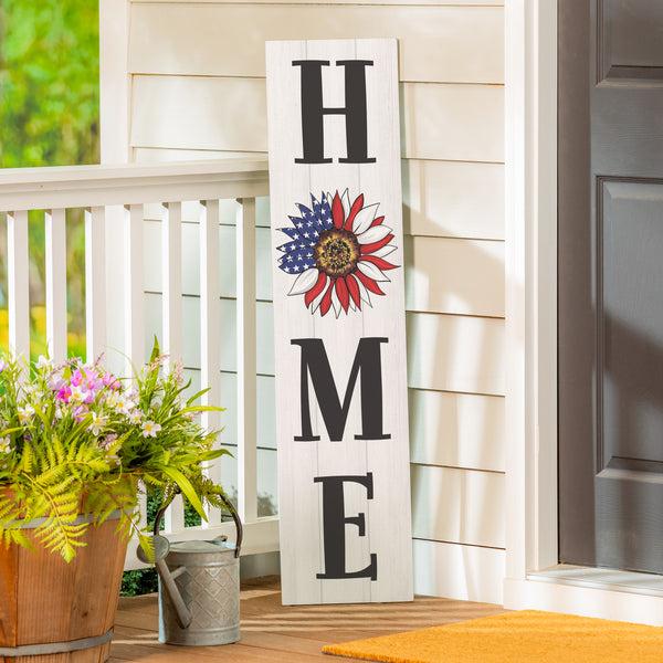 plow & hearth American Classic Garden Decor Porch Leaner Sunflower "HOME" 10.75" L x 46" H