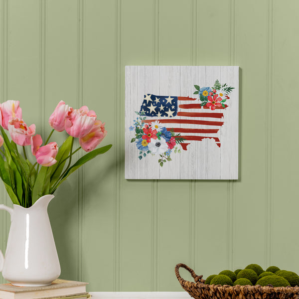 Plow & Hearth American Classic Indoor Wall Decor Floral USA 12" L X 12" H