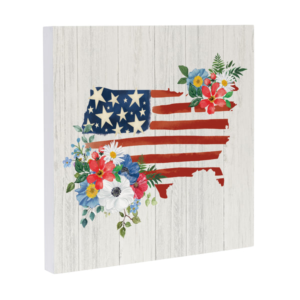 Plow & Hearth American Classic Indoor Wall Decor Floral USA 12" L X 12" H