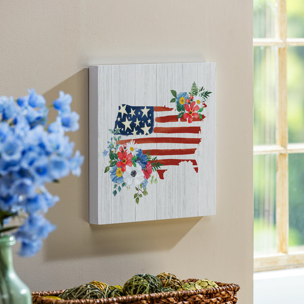 plow & hearth American Classic Indoor Wall Decor Floral USA 12" L x 12" H