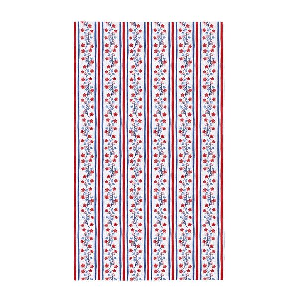 Plow & Hearth American Classic Kitchen Towel Quick Dry Waffle Weave Double-Sided Red Florals 30"L X 18"W