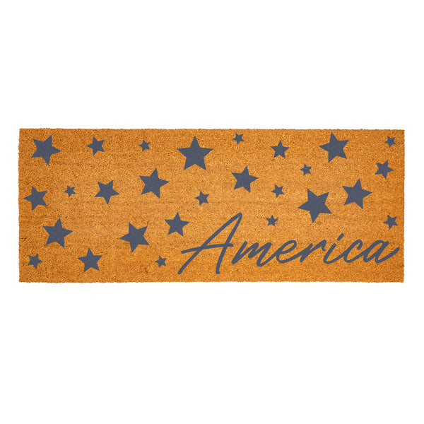 Plow & Hearth American Classic Stars & Stripes Coir Mat "America" 60"x24"