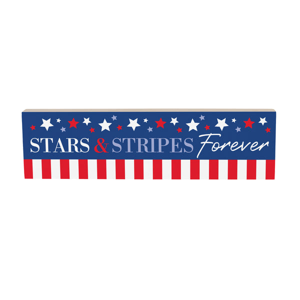 Plow & Hearth American Classic Stars & Stripes Wood Mantle Sign "Forever" 18"x5"