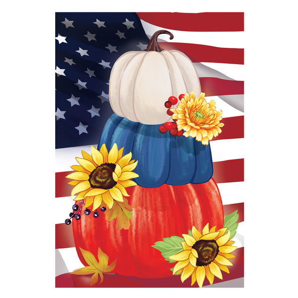 Plow & Hearth American Pumpkin Stack Suede House Flag