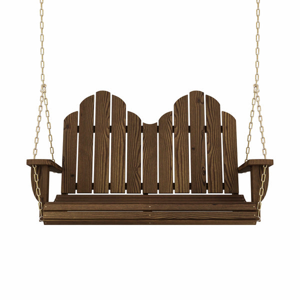 plow & hearth Amish Casual Adirondack Heavy Duty Porch Swing Dark Walnut Stain