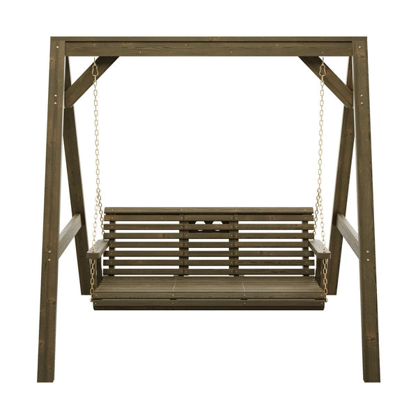 Plow & Hearth Amish Casual Console Porch Swing With A-Frame Stand