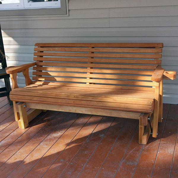 Plow & Hearth Amish Casual Heavy Duty Roll Back 5 Foot Treated Porch Glider