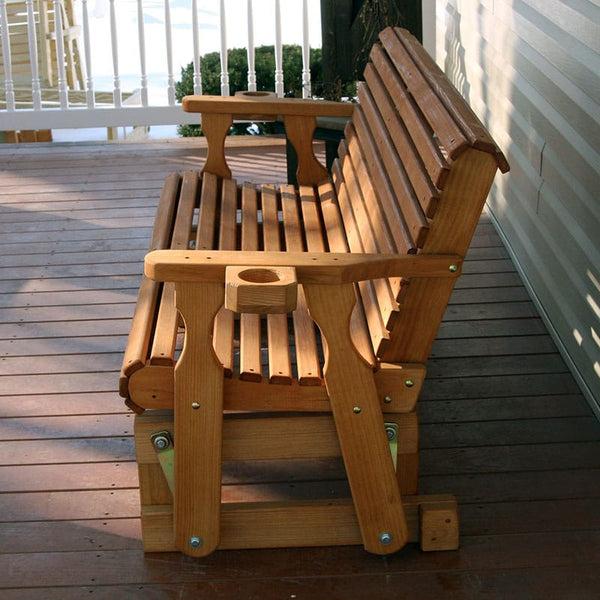 Plow & Hearth Amish Casual Heavy Duty Roll Back 5 Foot Treated Porch Glider