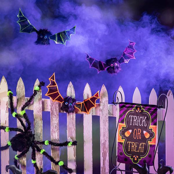 Plow & Hearth Animated Shaking Bats With Sound Hanging Décor Orange