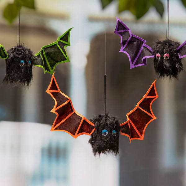Plow & Hearth Animated Shaking Bats With Sound Hanging Décor Orange