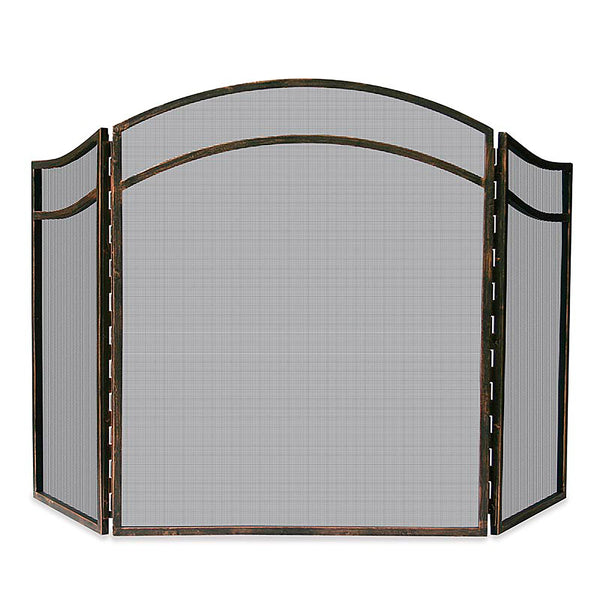plow & hearth Antique Rust Wrought Iron Tri-Folding Fireplace Screen With Arch