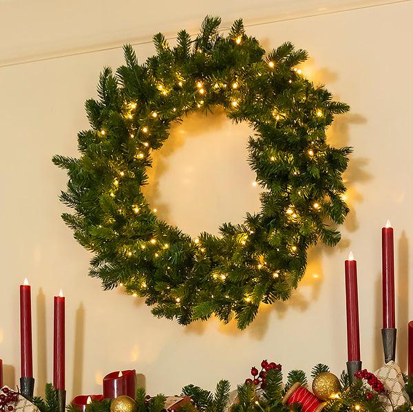 Plow & Hearth Arlington Indoor/Outdoor Lighted Holiday Wreath