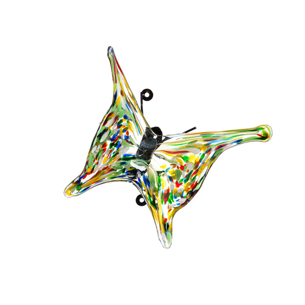 Plow & Hearth Art Glass Butterflies With Iron Feet Set Of 3