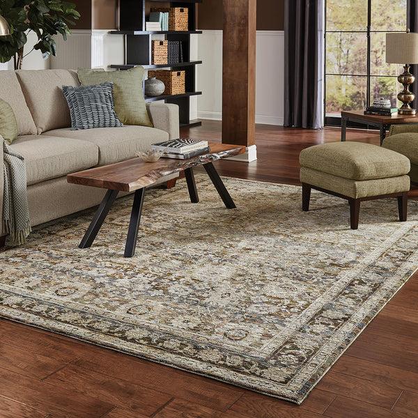 plow & hearth Ashland Evening Synthetic Blend Indoor Border Rug