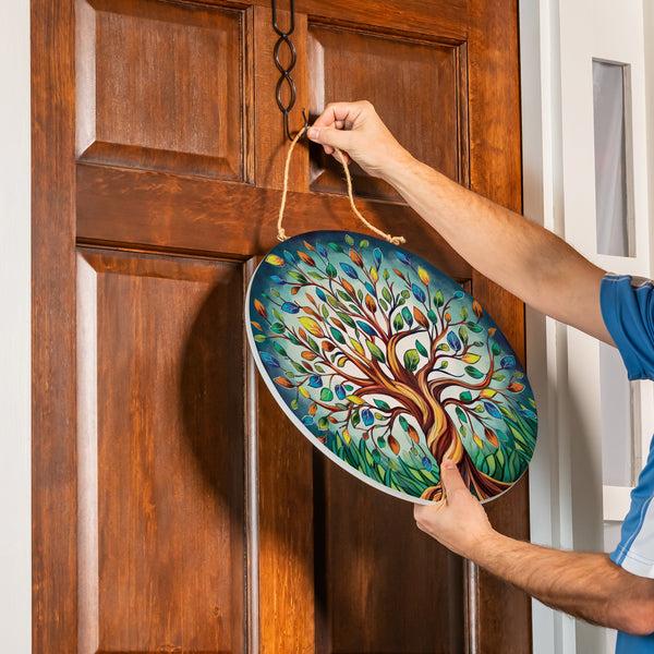 Plow & Hearth Autumn Twilight Tree Of Life Wood Door Décor 18"