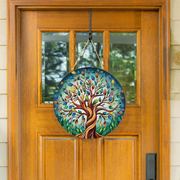 plow & hearth Autumn Twilight Tree Of Life Wood Door Décor 18"