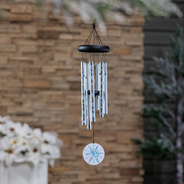 plow & hearth Avria Wind Chime Printed Wind Chime Crystal Snowflakes 27"H