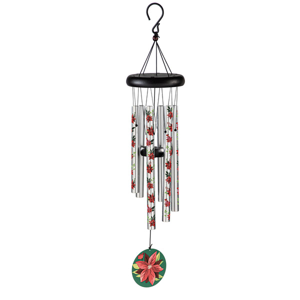 Plow & Hearth Avria Wind Chime Printed Wind Chime Vibrant Poinsettias 27"H