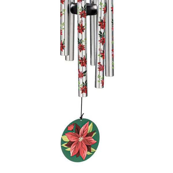Plow & Hearth Avria Wind Chime Printed Wind Chime Vibrant Poinsettias 27"H