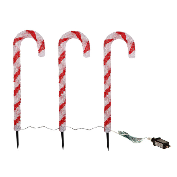 Plow & Hearth Baking Spirits Bright Garden Path Lighting Acrylic LED Path Lights Candy Cane 27.5"H