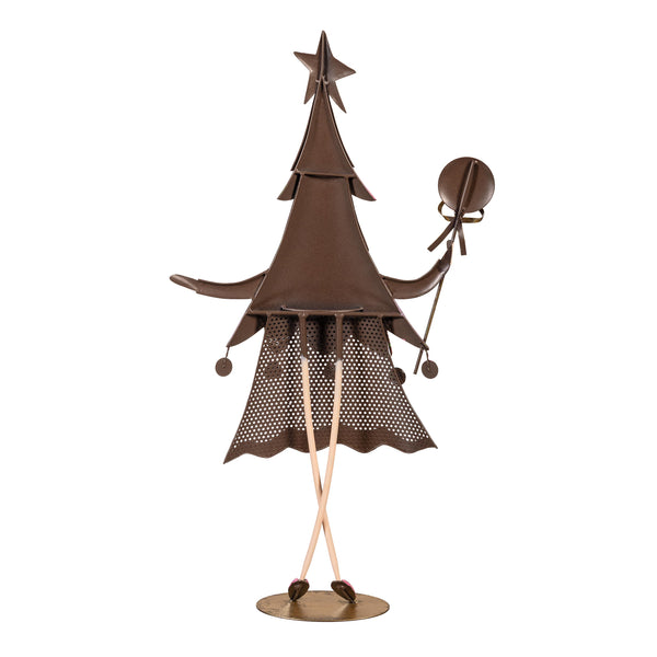 Plow & Hearth Baking Spirits Bright Garden Statue Metal Statue Pink Tree 28"H