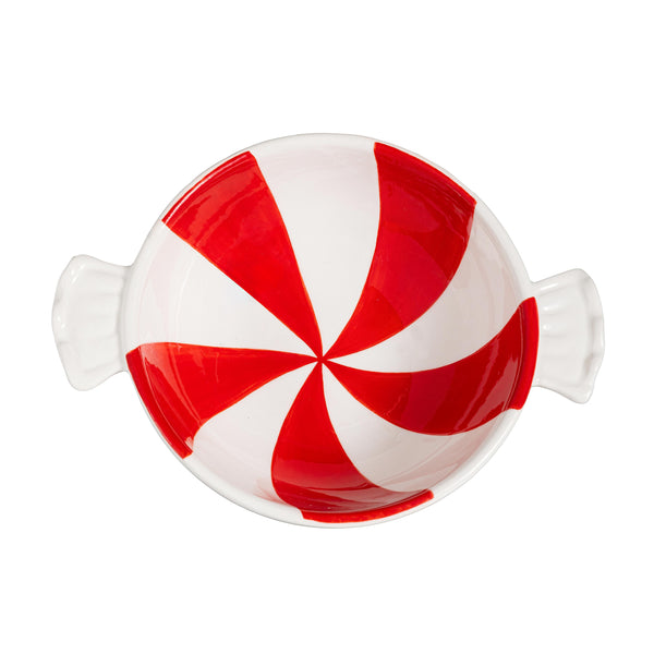 Plow & Hearth Baking Spirits Bright Peppermint Candy Ceramic Serving Dish Set Of 6