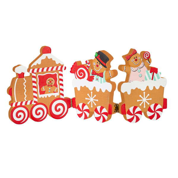 Plow & Hearth Baking Spirits Bright Table Décor Gingerbread Train Wood 11.25"L