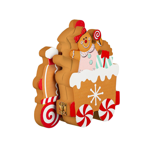 Plow & Hearth Baking Spirits Bright Table Décor Gingerbread Train Wood 11.25"L
