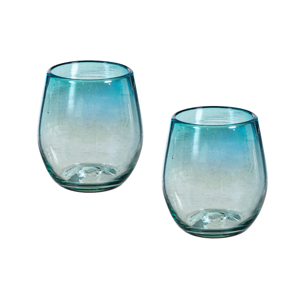 plow & hearth Bambeco Aqua Luster Stemless Glass 14oz
